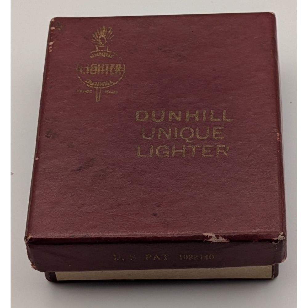 Dunhill Unique Lighter Box Case Vintage Silver Plated Burgundy Fair With Pouch